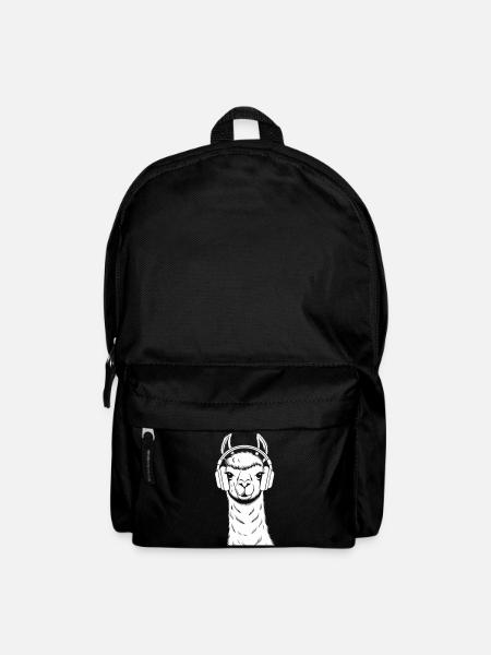 Cooles Lama mit Kopfhörern - Rucksack - Schwarz