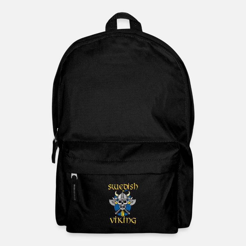 Schweden Wikinger Axt Schild Totenkopf Geschenk - Rucksack - Schwarz
