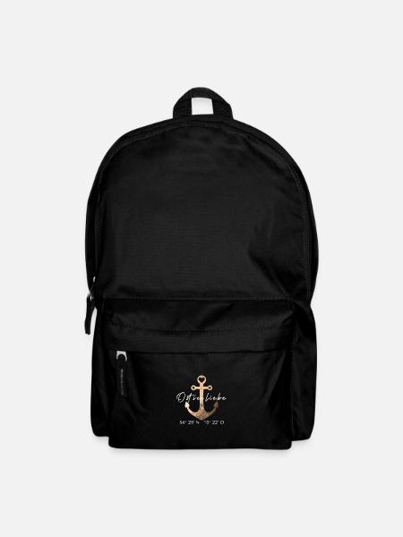 Ostseeliebe - Anker - Koordinaten Rügen - Rucksack - Schwarz
