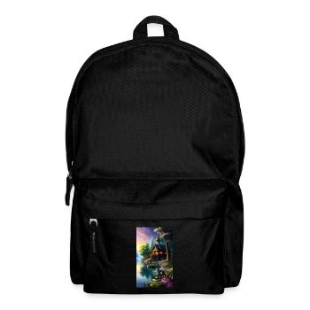 Cabane fantastique confortable dans une nature colorée - Sac à dos - noir - Devant