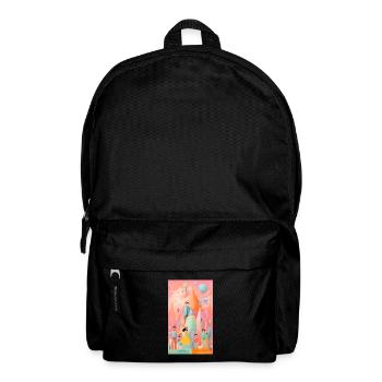 Helle und skurrile Familienlandschaft - Rucksack - Schwarz - Vorne