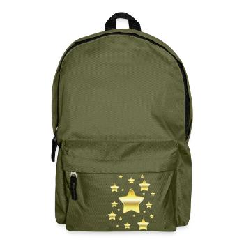 Des étoiles dans un look doré simulé - Sac à dos - vert olive - Devant