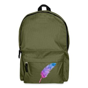 Plume colorée dans des tons violets - Sac à dos - vert olive - Devant