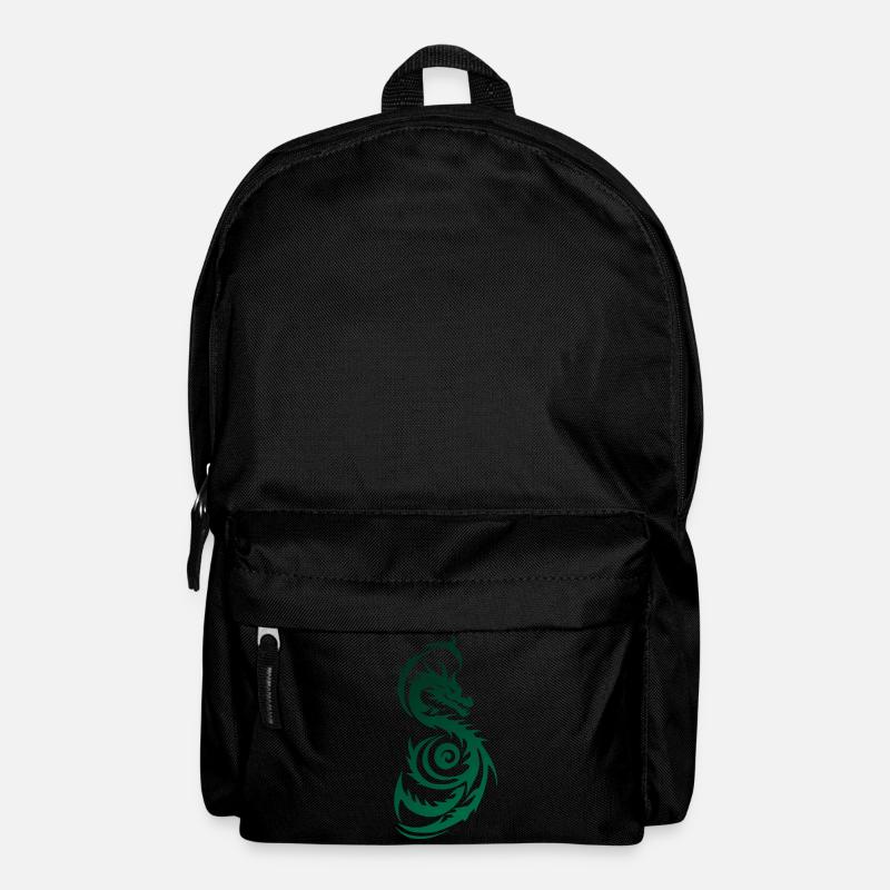 Green Tribal Fantasy Dragon - Backpack - black