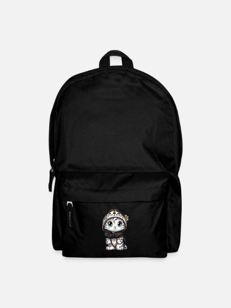 Schneeleopard Winter leopard Comic Niedlich - Rucksack - Schwarz