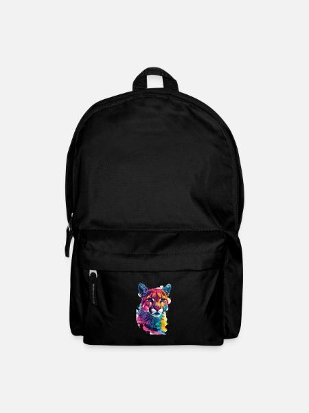 Bunter Kunst Wildtiere - Rucksack - Schwarz