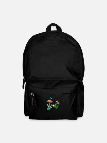 Coral Marine Life Underwater World Jellyfish Fish - Backpack - black