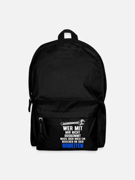 wer mit mir nicht auskommt - Spruch - Rucksack - Schwarz