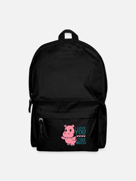 Je t'aime ce hippopotame très mignon Hug Valentine - Sac à dos - noir