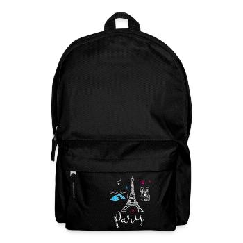 paris scribble fashion girl love pink tourist tren - Backpack - black - Front