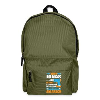 JONAS Name Geschenk Reparatur reparieren - Rucksack - Olivgrün - Vorne