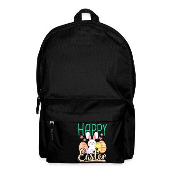 Happy easter gift easter bunny easter eggs cartoon - Backpack - black - Front