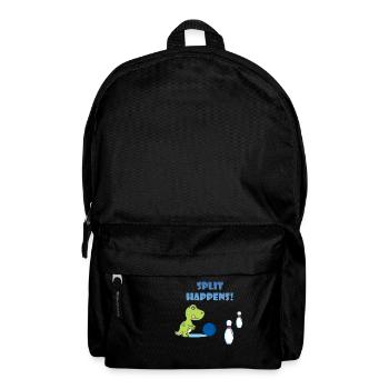 Split Happens Dino Trex T-Rex Bowling T-Shirt - Backpack - black - Front