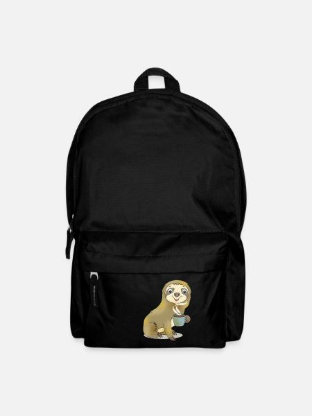 Faultier mit Kaffee Geschenk Cartoon Kawaii - Rucksack - Schwarz