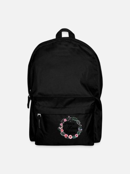 Peace Love Vegan - Rucksack - Schwarz