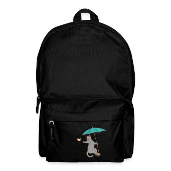 Katze mit Schirm - Vogel - Kätzchen - Geschenk - Rucksack - Schwarz - Vorne