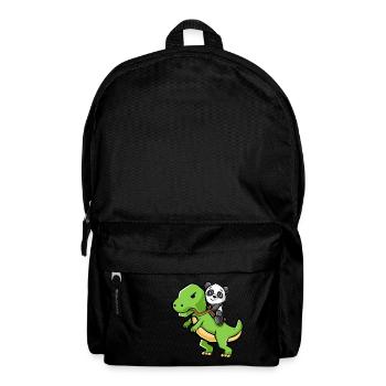 Panda, équitation, a, t-rex, dinosaure, -, rigolote, dinosaure - Sac à dos - noir - Devant