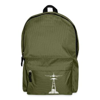 Flieger Flugzeug Landebahn Geschenk fliegen - Rucksack - Olivgrün - Vorne