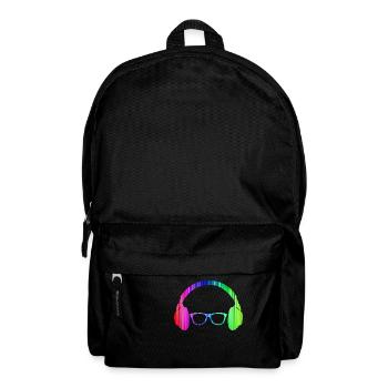 Headphones And Sunglasses Neon T-Shirt Glowing - Backpack - black - Front