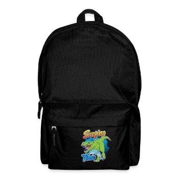 Dino Shirt for Surfer Dolphin Surfing Time - Backpack - black - Front