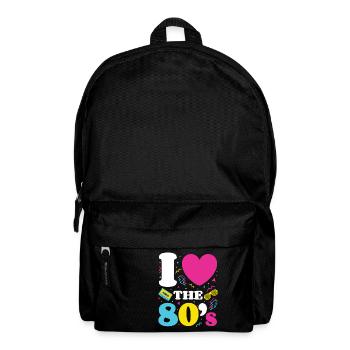 Love the 80's; Retro Eighties TShirt 1980s Neon - Backpack - black - Front