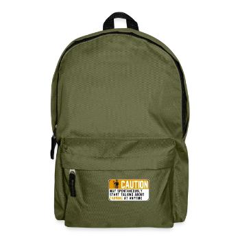Attention farmer warning sign | Watching gift - Backpack - olive green - Front