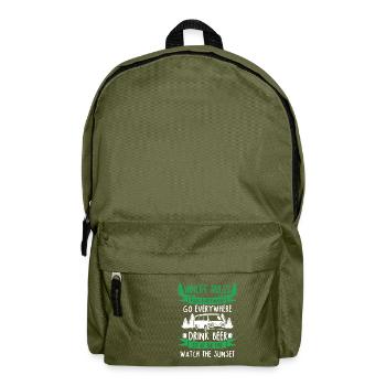 Camper Bus Caravan Camping Van - Rucksack - Olivgrün - Vorne