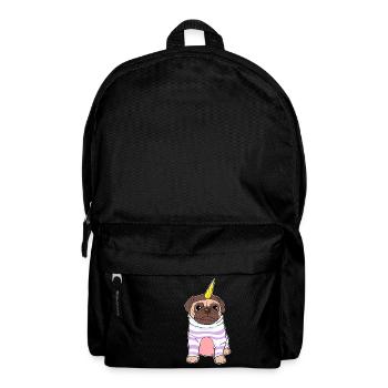 Hund Einhorn Fabelwesen Hündchen Mops Terrier - Rucksack - Schwarz - Vorne