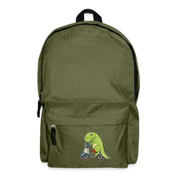 Moped moped two-wheeler dino dinosaur biker - Backpack - olive green - Front