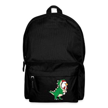 Dino Chicken Hahn im T-Rex Dinosaurier Dino Kostüm - Rucksack - Schwarz - Vorne