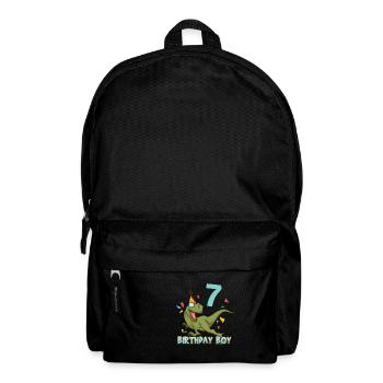 7th Birthday Children's Birthday Seven 7th Dino - Backpack - black - Front