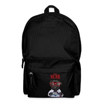Mops, Lustiger Hund, Superheld - Rucksack - Schwarz - Vorne