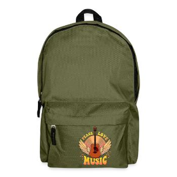 Cute Peace Love Music Hippie Hipster Festival - Backpack - olive green - Front