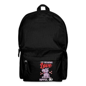 Niedlich, ich liebe nur Freaking Love Hippos, okay? Baby Nilpferd - Rucksack - Schwarz - Vorne