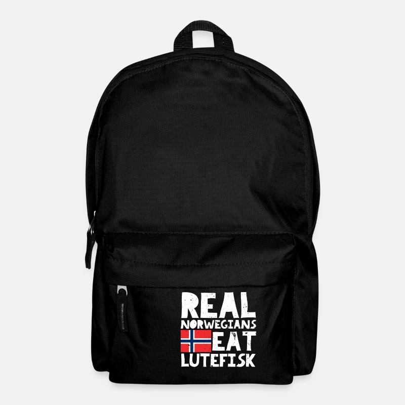 Real Norwegian's EAT LUTEFISK Funny T-Shirt - Backpack - black