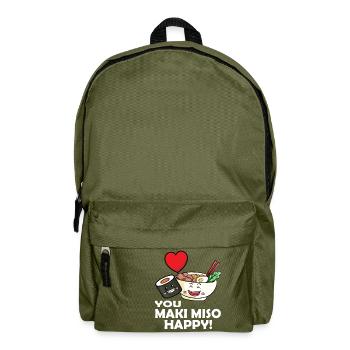 You maki miso happy sushi ramen Asian cuisine - Backpack - olive green - Front
