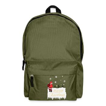 Joyeux noël, père noël, pipi, laid, christ - Sac à dos - vert olive - Devant