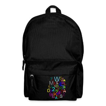 Fleda Maus Design: Buchstaben - Zahlen - mix - Rucksack - Schwarz - Vorne