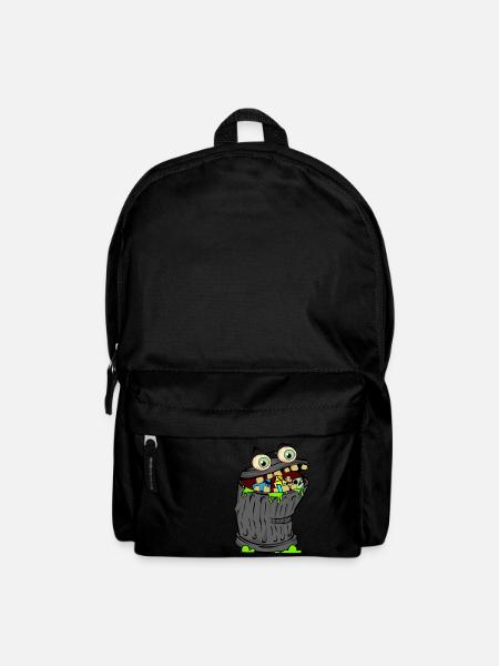 trash Mülleimer comic cartoon grafic bild kinder - Rucksack - Schwarz