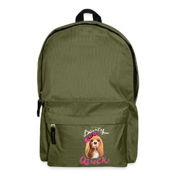BEAUTY QUEEN Cavalier King Charles Spaniel Shirt - Rucksack - Olivgrün - Vorne