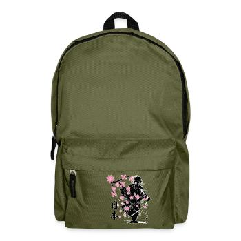 samurai warrior sakura flower style - Backpack - olive green - Front