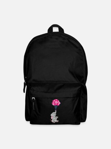 lustiger Elefant mit Herz Luftballons | Elefanten - Rucksack - Schwarz