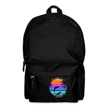 Summer sun palm dolphins retro vintage gift - Backpack - black - Front