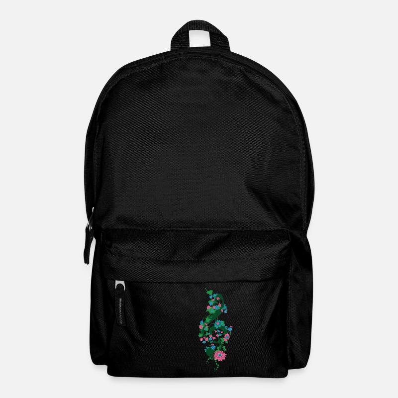 Clé de partition avec des fleurs - Sac à dos - noir