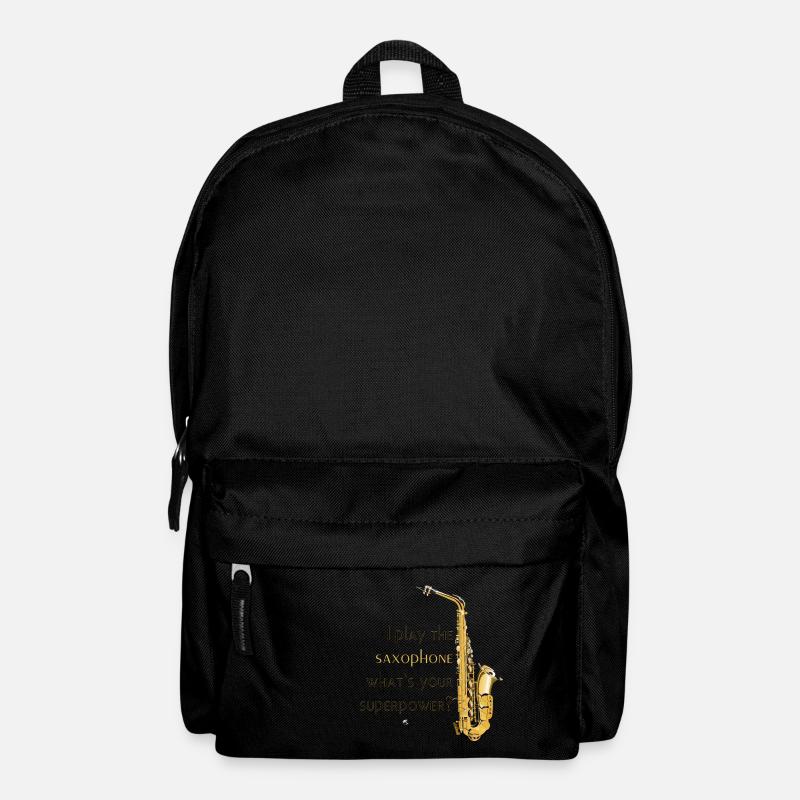 Saxophone illustration with inscription - Backpack - black