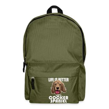 Life Is Better With A Cocker Spaniel - Backpack - olive green - Front