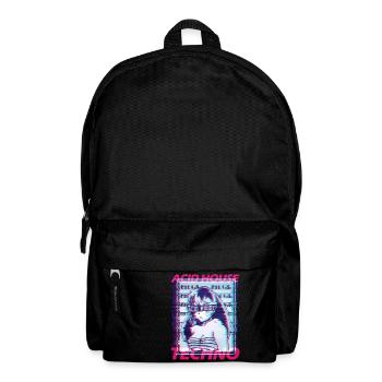 Acid House Techno Glitch Vaporwave Manga Raver DJ - Rucksack - Schwarz - Vorne