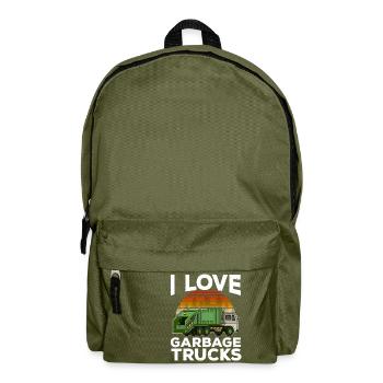 Ich liebe Müllwagen Grafik Kinder Kleinkind Stadt - Rucksack - Olivgrün - Vorne