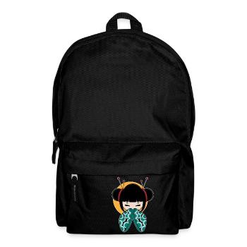 Cute japanese geisha with jewelry essential tea - Backpack - black - Front