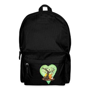 Herbst, Herbst Themen, Fuchs und Eule mit Baum, Herz - Rucksack - Schwarz - Vorne